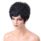 Maxbell Lightweight 10" Short Women Natural Layered Curly 100% Real Human Hair Wigs With Cap for Cosplay Party Daily Use Black HEAT RESISTANT