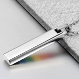 Maxbell Rectangle LGBT Gay Pride Rainbow Pendant Necklace Transgender Transexual Jewelry