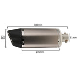 Maxbell Universal 51MM Motorcycle Sliencer Double Exhaust Muffler Pipe Metal