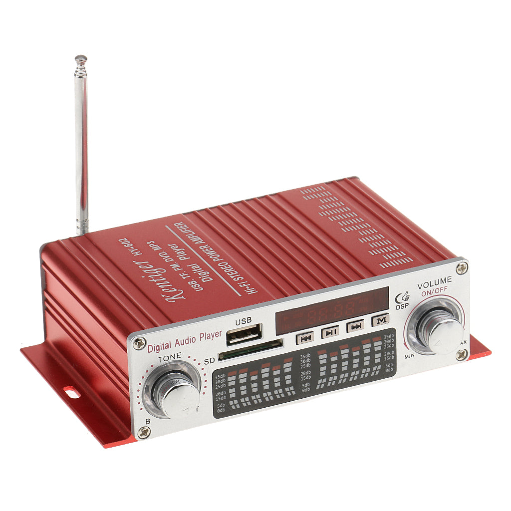 Maxbell DC 12V 20WX2 Remote Mini Hi-Fi Digital Stereo Audio Amplifier USB SD FM DVD
