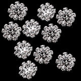 Maxbell 10 Pieces Rhinestone Flower Sewing Buttons DIY Crafts 16mm Silver