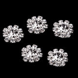 Maxbell 10 Pieces Rhinestone Flower Sewing Buttons DIY Crafts 16mm Silver