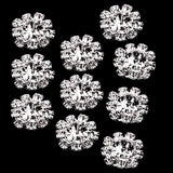 Maxbell 10 Pieces Rhinestone Flower Sewing Buttons DIY Crafts 16mm Silver