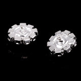 Maxbell 10 Pieces Rhinestone Flower Sewing Buttons DIY Crafts 16mm Silver