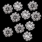 Maxbell 10 Pieces Rhinestone Flower Sewing Buttons DIY Crafts 16mm Silver