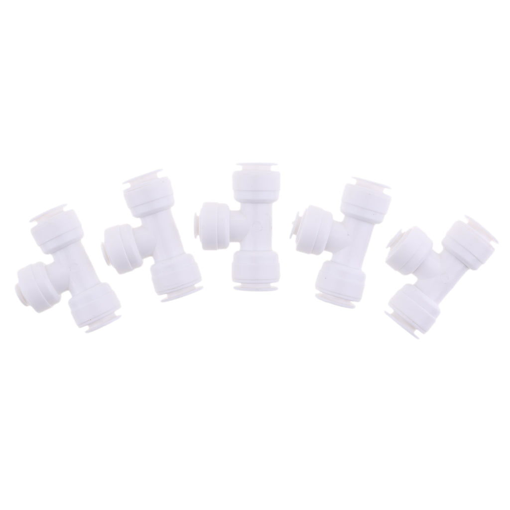 Maxbell 5Pieces Tube Ball Valve Quick Connect Fitting 3 Way 3/8inch 1/4-Inch 3/8inch Push in Connector Valve Start RO Water System