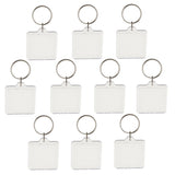 Maxbell 10Pieces Square Shape Blank Insert Photo Picture Frame Split Ring Keychain
