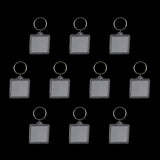 Maxbell 10Pieces Square Shape Blank Insert Photo Picture Frame Split Ring Keychain
