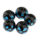 Maxbell 5 Pieces Round Loose Glass Lampwork Bead for Beading Jewellery Making DIY Bracelet Necklace Blue 12mm