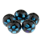 Maxbell 5 Pieces Round Loose Glass Lampwork Bead for Beading Jewellery Making DIY Bracelet Necklace Blue 12mm