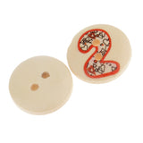 Maxbell 100 Pieces Numbers Pattern Wooden Round 2-holes Buttons Embellishments for Scrapbooking Decoration 15mm