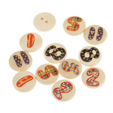 Maxbell 100 Pieces Numbers Pattern Wooden Round 2-holes Buttons Embellishments for Scrapbooking Decoration 15mm