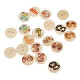 Maxbell 100 Pieces Numbers Pattern Wooden Round 2-holes Buttons Embellishments for Scrapbooking Decoration 15mm