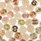 Maxbell 100 Pieces Numbers Pattern Wooden Round 2-holes Buttons Embellishments for Scrapbooking Decoration 15mm