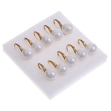 Maxbell 9-10MM 5 Pairs Pearl Imitation Earrings Fashion Round Ball Ear Hook Dangle Jewelry