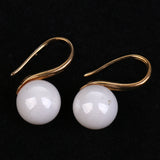 Maxbell 9-10MM 5 Pairs Pearl Imitation Earrings Fashion Round Ball Ear Hook Dangle Jewelry