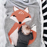 Maxbell Baby Toddler Bedding Knitted Fox Blanket Soft Crochet Blanket Swaddling Wrap