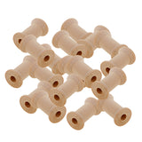 Maxbell 20 Pieces Unfinished Wooden Spools Thread Bobbins Cord Wire Coils Sewing Notions 27mmX16mm