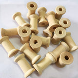 Maxbell 20 Pieces Unfinished Wooden Spools Thread Bobbins Cord Wire Coils Sewing Notions 27mmX16mm