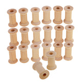 Maxbell 20 Pieces Unfinished Wooden Spools Thread Bobbins Cord Wire Coils Sewing Notions 27mmX16mm