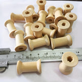 Maxbell 20 Pieces Unfinished Wooden Spools Thread Bobbins Cord Wire Coils Sewing Notions 27mmX16mm