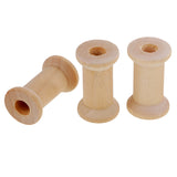 Maxbell 20 Pieces Unfinished Wooden Spools Thread Bobbins Cord Wire Coils Sewing Notions 27mmX16mm