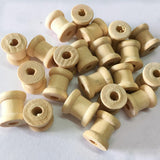 Maxbell 100 Pieces Mini Natural Color Wooden Empty Spools for Thread String Ribbons Wires Trims 14mmx12mm