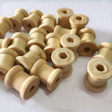 Maxbell 100 Pieces Mini Natural Color Wooden Empty Spools for Thread String Ribbons Wires Trims 14mmx12mm