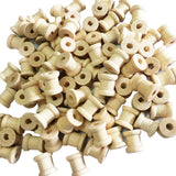 Maxbell 100 Pieces Mini Natural Color Wooden Empty Spools for Thread String Ribbons Wires Trims 14mmx12mm