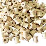 Maxbell 100 Pieces Mini Natural Color Wooden Empty Spools for Thread String Ribbons Wires Trims 14mmx12mm