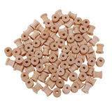 Maxbell 100 Pieces Mini Natural Color Wooden Empty Spools for Thread String Ribbons Wires Trims 14mmx12mm