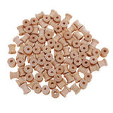 Maxbell 100 Pieces Mini Natural Color Wooden Empty Spools for Thread String Ribbons Wires Trims 14mmx12mm