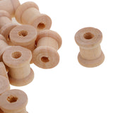 Maxbell 100 Pieces Mini Natural Color Wooden Empty Spools for Thread String Ribbons Wires Trims 14mmx12mm