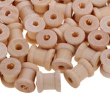 Maxbell 100 Pieces Mini Natural Color Wooden Empty Spools for Thread String Ribbons Wires Trims 14mmx12mm