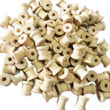 Maxbell 100 Pieces Mini Natural Color Wooden Empty Spools for Thread String Ribbons Wires Trims 14mmx12mm