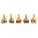 Maxbell 5 Pcs Mini Golden Short Shaft Pot A500K-ohm Volume Control for Guitar Bass