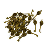 Maxbell 50Pcs Steam Punk Demon Skull Key Charms Pendant Jewelry DIY Making Bronze