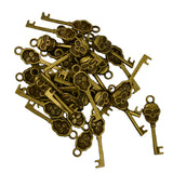 Maxbell 50Pcs Steam Punk Demon Skull Key Charms Pendant Jewelry DIY Making Bronze