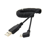 Maxbell USB 2.0 A Male to Mini B 5 pin Left Angle Male Spiral Coiled Cable Adapter Cord for ALL GoPro Hero Edition, MP3 Players, Digital Cameras,PS controller,GPS Devices,PDAs,etc