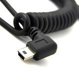 Maxbell USB 2.0 A Male to Mini B 5 pin Left Angle Male Spiral Coiled Cable Adapter Cord for ALL GoPro Hero Edition, MP3 Players, Digital Cameras,PS controller,GPS Devices,PDAs,etc