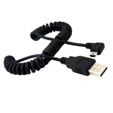 Maxbell USB 2.0 A Male to Mini B 5 pin Left Angle Male Spiral Coiled Cable Adapter Cord for ALL GoPro Hero Edition, MP3 Players, Digital Cameras,PS controller,GPS Devices,PDAs,etc