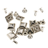 Maxbell 50 Pieces DIY Metal Leather Craft Repairs Studs Punk Spike Decoration Silver