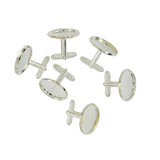 Maxbell 6 Pieces Round Cuff Links Settings Base for DIY Cabochon Jewelry Silver