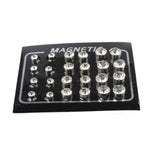 Maxbell Pack of 12 Pairs Round Crystal Magnetic Stud Earrings for Men Women Girl 4MM,6MM,7MM