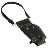 Maxbell PU Leather Hair Scissors Combs Holster Hairdressing Bag Pouch Holder with Waist Shoulder Belt - Black