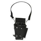 Maxbell PU Leather Hair Scissors Combs Holster Hairdressing Bag Pouch Holder with Waist Shoulder Belt - Black