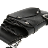 Maxbell PU Leather Hair Scissors Combs Holster Hairdressing Bag Pouch Holder with Waist Shoulder Belt - Black