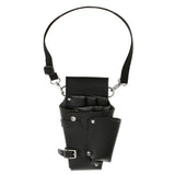 Maxbell PU Leather Hair Scissors Combs Holster Hairdressing Bag Pouch Holder with Waist Shoulder Belt - Black