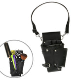 Maxbell PU Leather Hair Scissors Combs Holster Hairdressing Bag Pouch Holder with Waist Shoulder Belt - Black