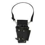 Maxbell PU Leather Hair Scissors Combs Holster Hairdressing Bag Pouch Holder with Waist Shoulder Belt - Black